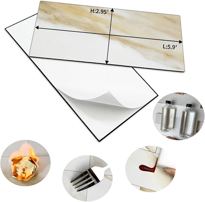 AULIGET 100-Piece Calacatta Gold Marble Look Peel and Stick Backsplash Wall - Image 6