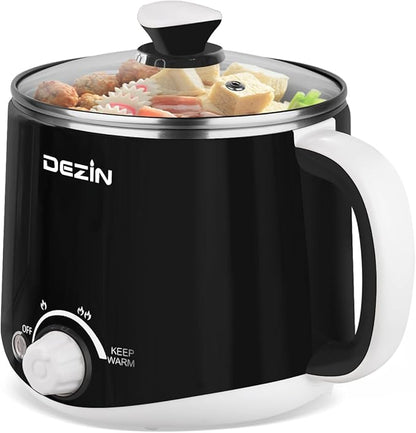 Dezin Hot Pot Electric, Rapid Noodles Cooker, Stainless Steel Electric Pot 1.6 by DEZIN
