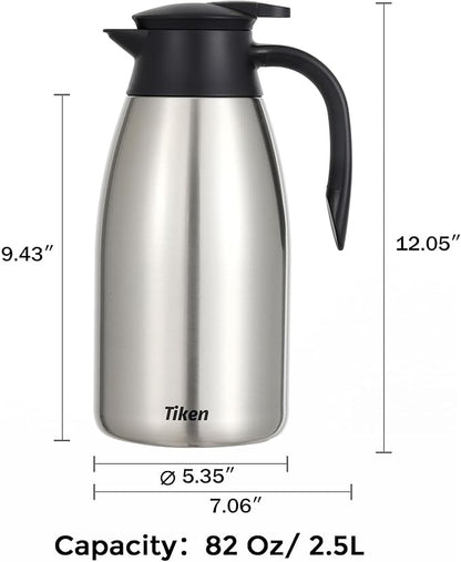 Tiken 85 Oz Thermal Coffee Carafe, Stainless Steel Insulated Vacuum Coffee - Image 2