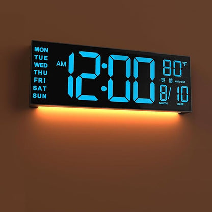 JALL 13" Large Digital Wall Mount Clock, Count Down Timer, Big LED, Temperature by JALL