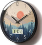 Silent Wall Clock with Day Week Temperature Wilderness with Sunset Non-ticking by SCOAGE