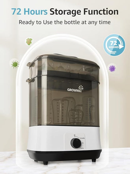 Grownsy Adjustable 4 in 1 Large Bottle Sterilizer and Dryer, 8 Bottles Capacity - Image 6