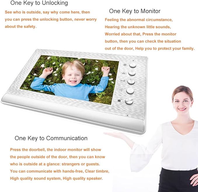 toncont 7 Inches Video Doorbell Intercom System, Video Door Phone System - Image 3
