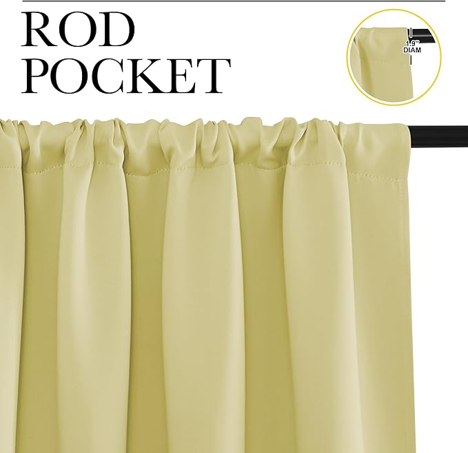 NICETOWN Blackout Curtains for RV Windows, Paler Yellow, 2 Panels, Room - Image 2