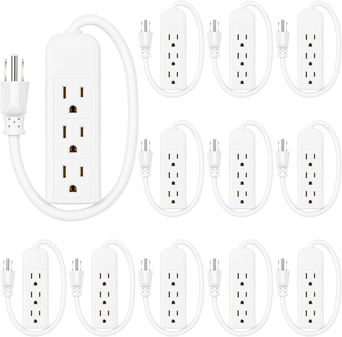 Copkim 20 Pack 3 Outlet Power Strip Extension Cord by Copkim