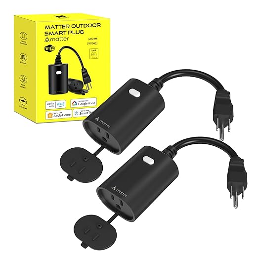 Minoston Outdoor Smart Plug, Matter Smart Plug, Smart Home Wi-Fi Outlet IP65 (2 Pack)