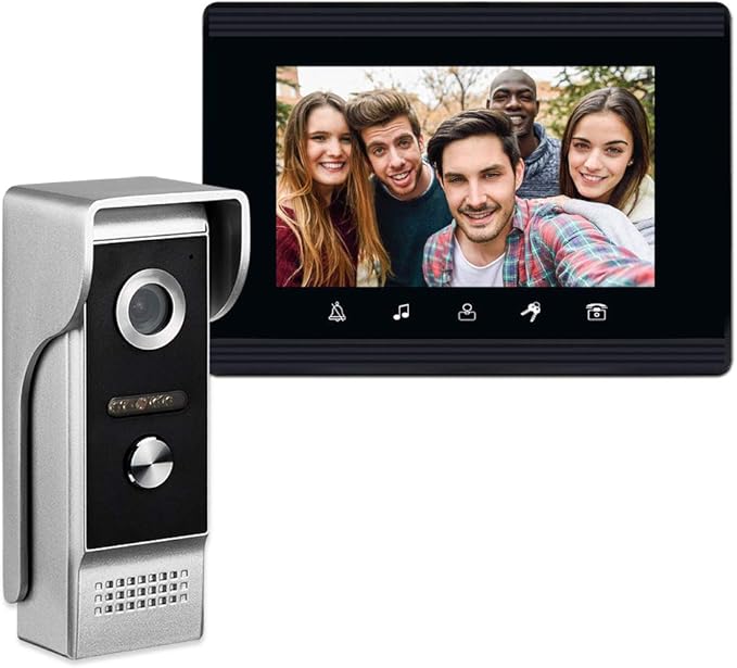 AMOCAM Video Intercom System, 7 Inches Monitor Wired Video Door Phone Doorbell