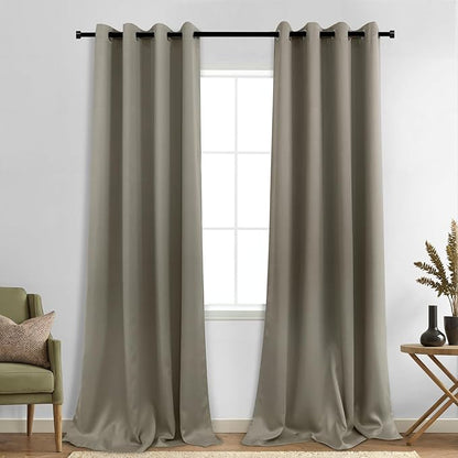 KOUFALL Taupe Grommet Insulated Thermal Room Darkening Blackout Curtains - Image 3