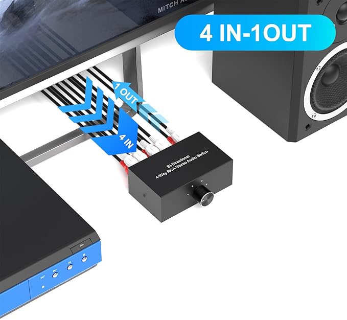 Dingsun 4-Way Stereo Audio Switcher, Bi-Directional Right and Left Channel - Image 5