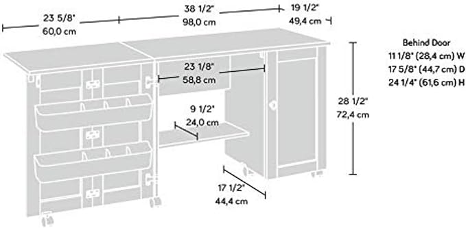 Sauder Miscellaneous Storage Easy Rolling Sewing and Craft Table/Cart/ Pantry - Image 3