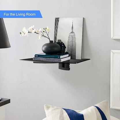 suptek Glass Floating Shelf, 1 Tier Media Shelf - Image 6
