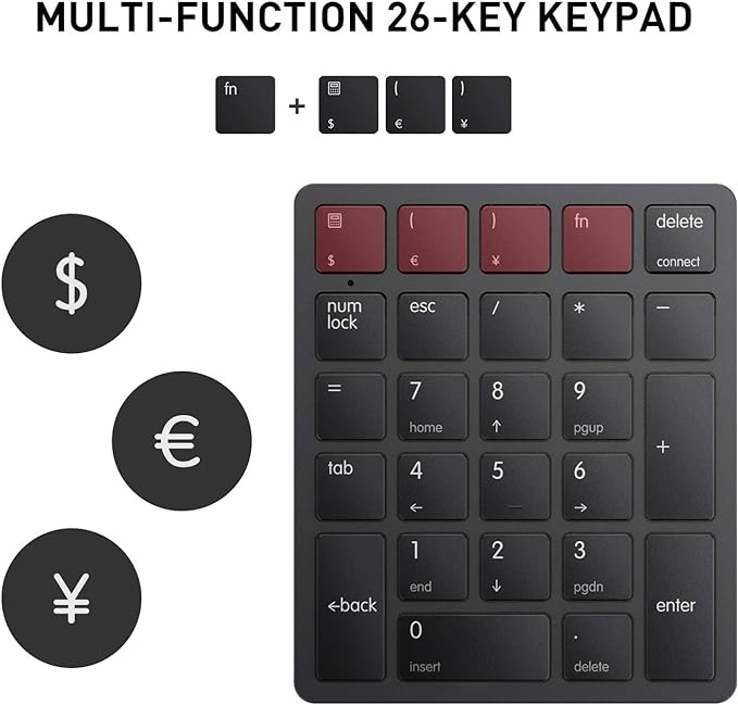 havit Bluetooth Number Pad Wireless Numeric Keypad Numpad 26 Keys Portable Mini - Image 6