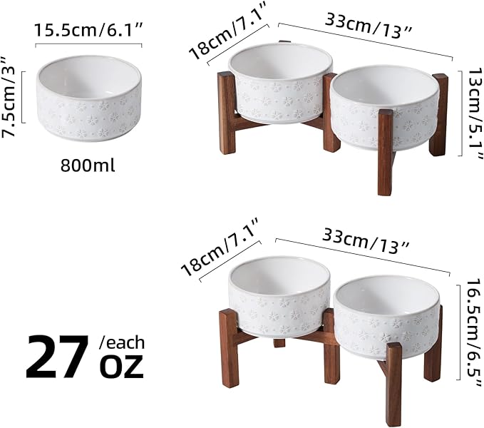 6.1inch Ceramic Raised Double Bowls Set - Image 2