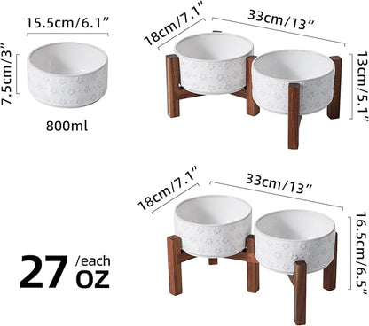 6.1inch Ceramic Raised Double Bowls Set - Image 2