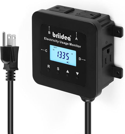 briidea Electricity Usage Monitor, 4-Outlet Power Consumption Watt Voltage Amp by briidea