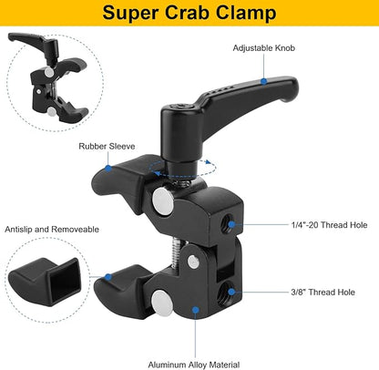 Mippko Camera Super Crab Clamp Mount, 1/4"-20 Thread - Image 3