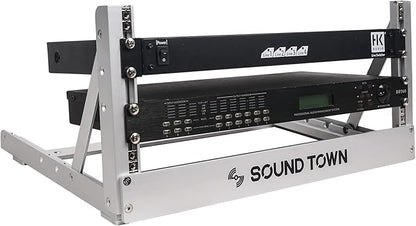 Sound Town 4U Aluminum 2-Post Desktop Open-Frame Rack, Angle Adjustable - Image 2