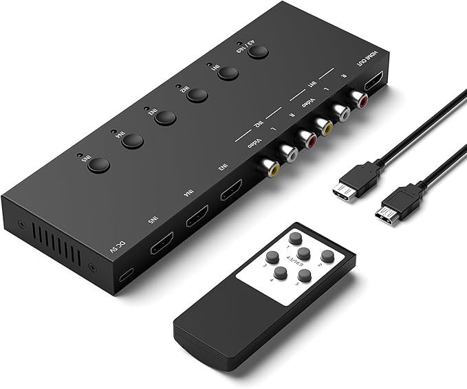 ZUZONG 2 AV to HDMI Converter + 3 HDMI2.0 Switcher 2 Way RCA Composite to HDMI by ZUZONG