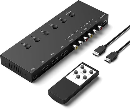 ZUZONG 2 AV to HDMI Converter + 3 HDMI2.0 Switcher 2 Way RCA Composite to HDMI by ZUZONG