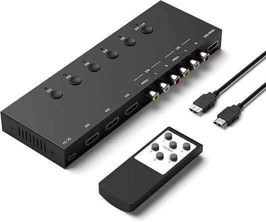 ZUZONG 2 AV to HDMI Converter + 3 HDMI2.0 Switcher 2 Way RCA Composite to HDMI by ZUZONG