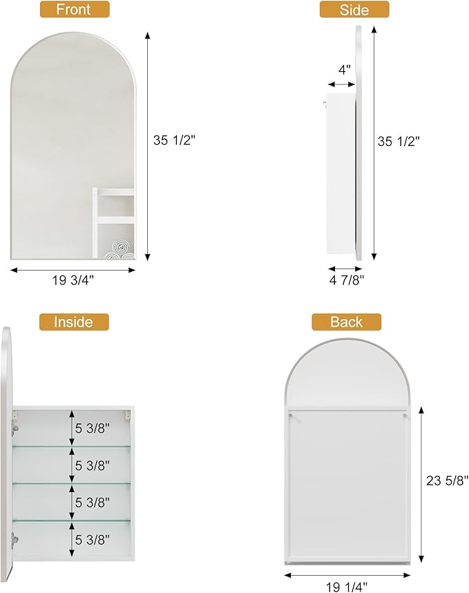 Arched Medicine Cabinets with Mirror, Medicine Cabinet - Image 2