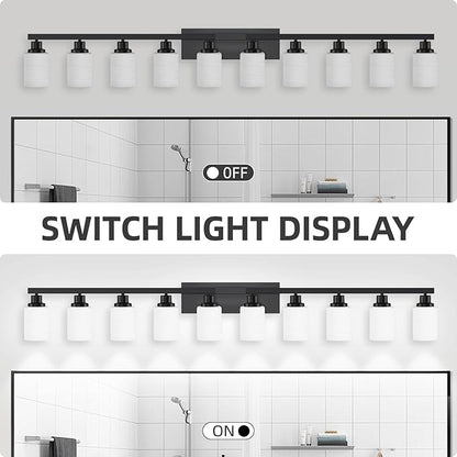 DIKAIDA 10 Light Bathroom Vanity Lights Over Mirror, 65.4 inch Black Vanity - Image 7