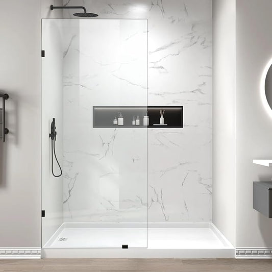 Bathroom Shower Glass Door 34" W×78.75" H, 3/8" Thick Clear Tempered Glass Panel by Unknown