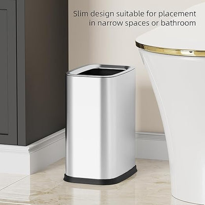 2.6 Gal Stainless Steel Bathroom Trash Can, Metal Waste Baskets - Image 7