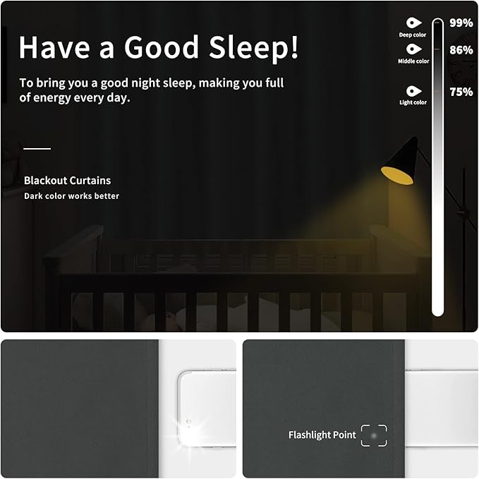 Easy-Going Blackout Curtains for Bedroom, Solid Thermal Insulated Grommet and - Image 2