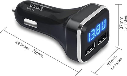 Jebsens 4.8A 24W Dual USB Car Charger Volt Meter Car Battery Monitor - Image 3