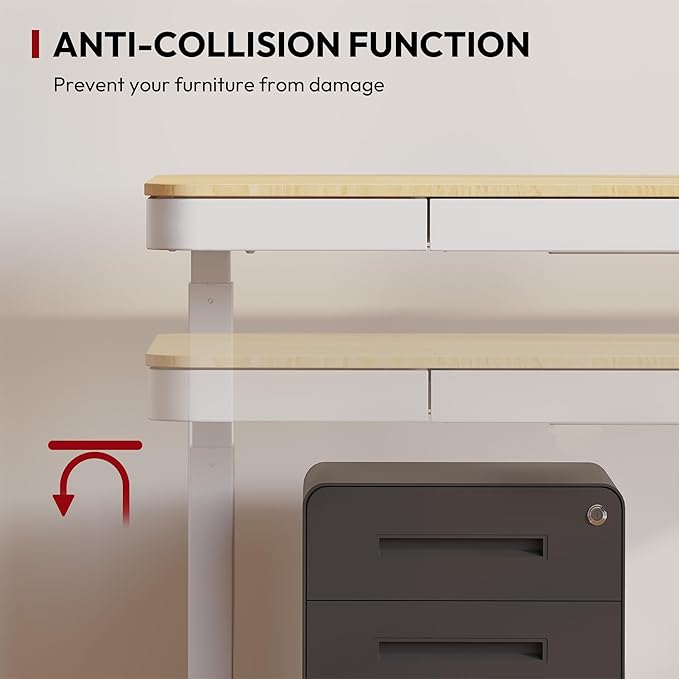 Standing Desk with Drawer, Electric Height Adjustable Home Office Desk with - Image 6