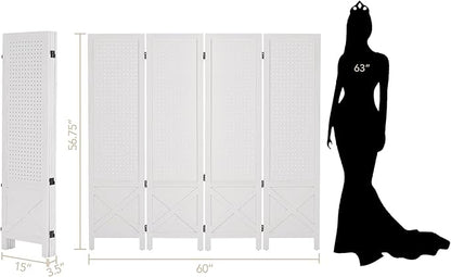 Wnutrees 4 Panel Pegboard Display, 5 Ft Wood Folding Privacy Screens Room - Image 4