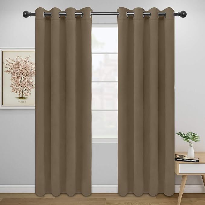 Easy-Going Blackout Curtains for Bedroom, Solid Thermal Insulated Grommet and by Easy-Going