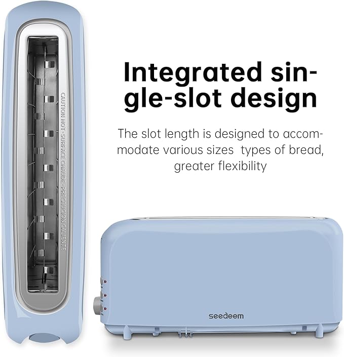 SEEDEEM 2 Slice Slim Toaster, Single 10" Long Slot Toaster Fits Bagels & - Image 3