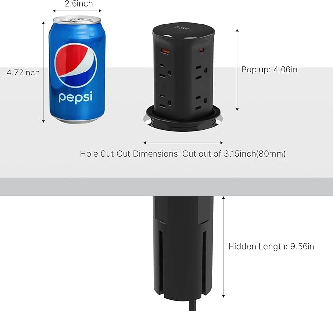 Jgstkcity Pop up Outlet for Countertop, 65W USB C Fast Charging, 15W Wireless - Image 5