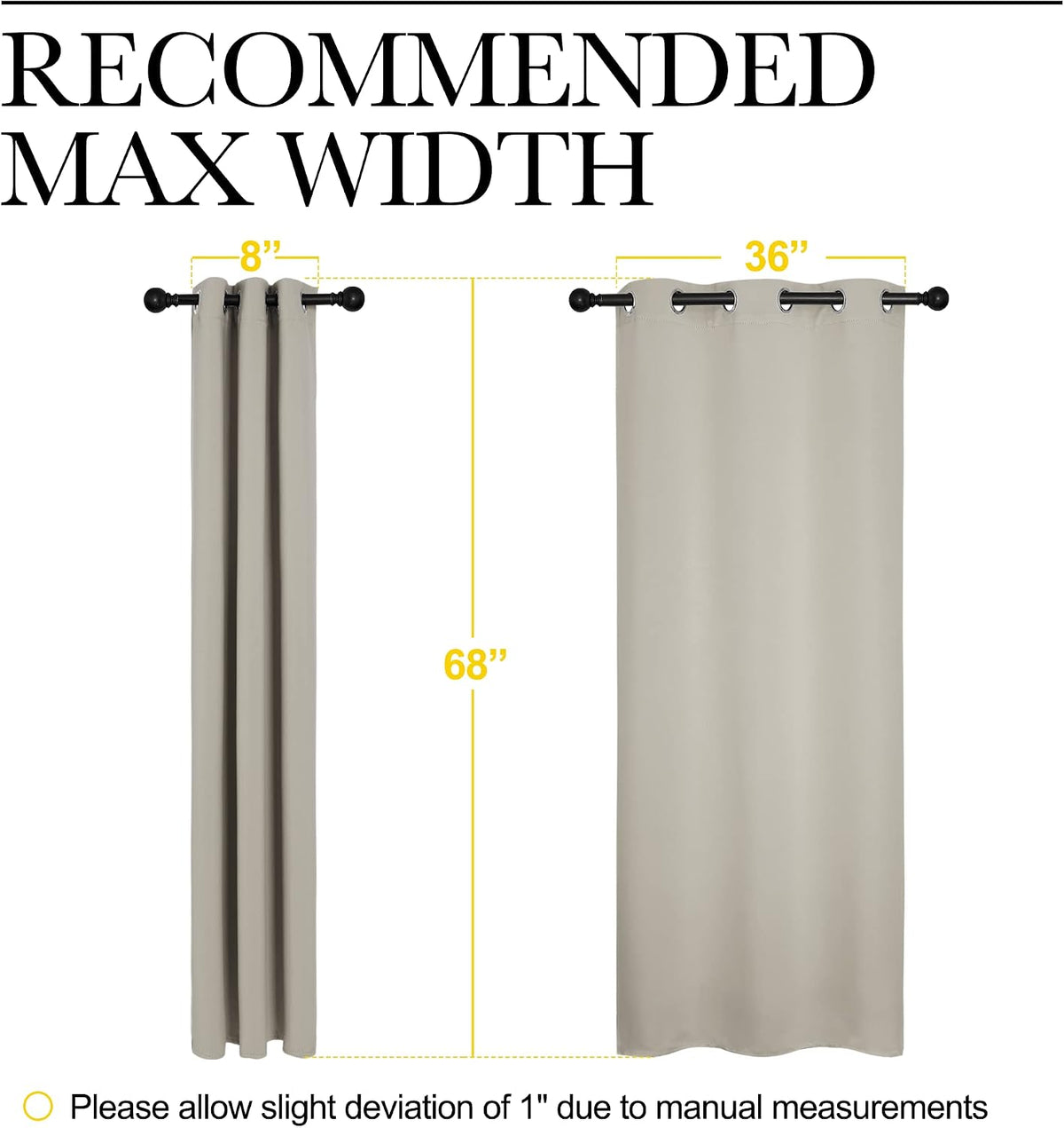 NICETOWN Kitchen Curtains for Decoration, Thermal Insulated Grommet Room Darkening Draperies/Panels for Laundry (Natural, 2 Panels, W42 x L68 inches)