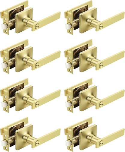 Mengico 8 Pack Gold Privacy Lever Door Handle Interior by Mengico