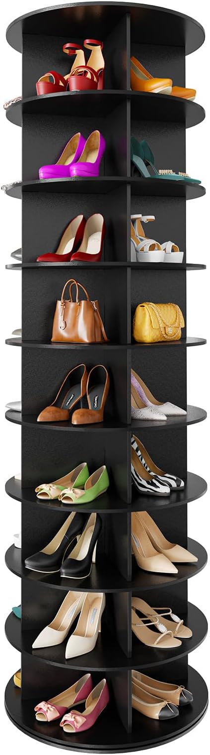SpaceAid 9 Tier Rotating Shoe Rack Tower, Spinning Shoe Display Lazy Susan by SpaceAid
