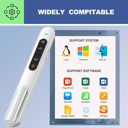QUI Presentation Clicker for PowerPoint, RF 2.4GHz USB Wireless Presenter Remote - Image 6