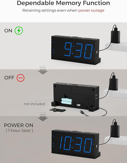 Digital Dual Alarm Clocks for Bedrooms, Large Big Numbers Display Electric - Image 6
