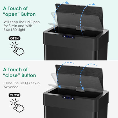 Arlopu Automatic Trash Can, Sensor Motion Stainless Steel Garbage Bin, - Image 5
