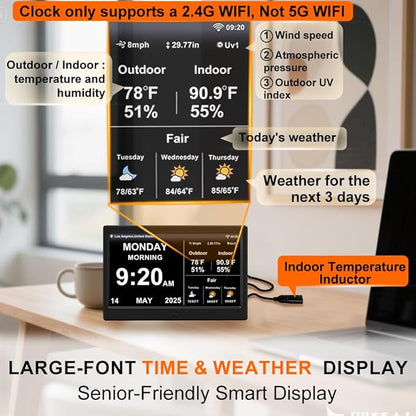 2025 Digital Clock with Weather Forecast & Temperature/Humidity Large Display - Image 2