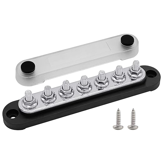 7 x M6 Studs Power Distribution Block Bus Bar 12V, Ampper 5.9" HD 150A Marine by Ampper