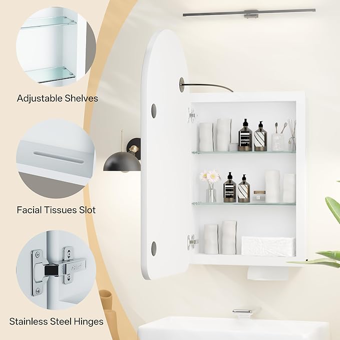 LED Arched Bathroom Medicine Cabinet - Image 8