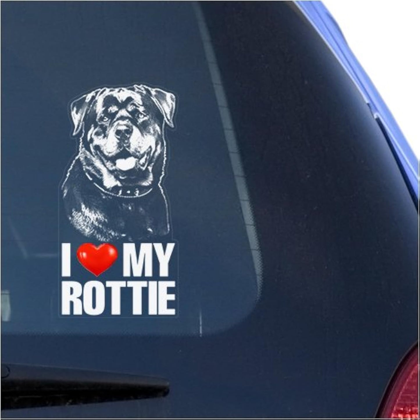I Love My Rottie Clear Vinyl Decal Sticker for Window, Rottweiler Dog Sign Art Print