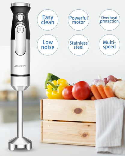 Handblender with Plug, Immersion Blender Handheld, Heavy-Duty Copper Motor - Image 3