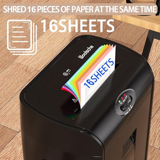 Paper Shredder, 16-Sheet Cross Cut - Image 4