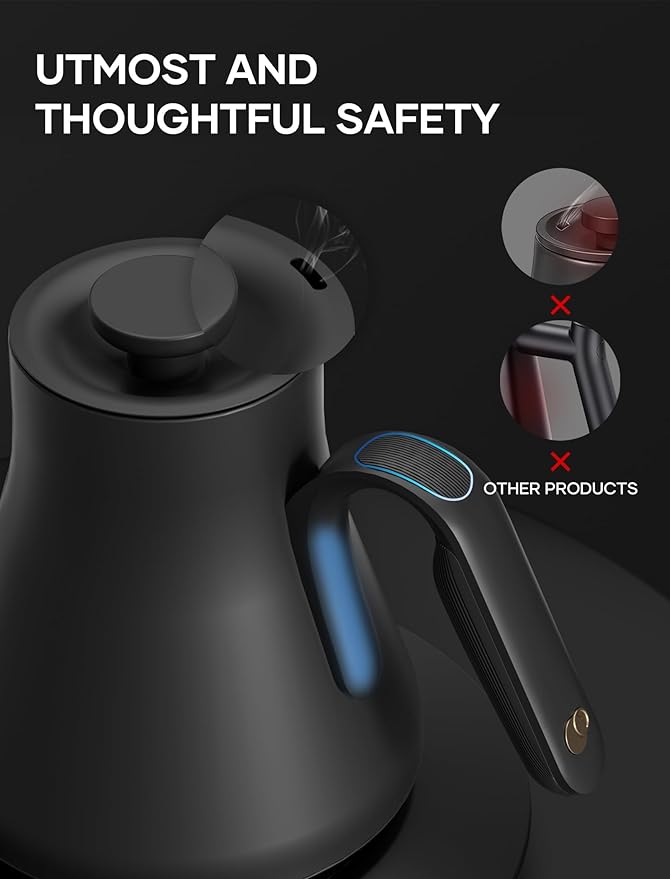 Electric Kettle, Gooseneck Electric Kettle, ±1℉ Temperature Control, Stainless - Image 6