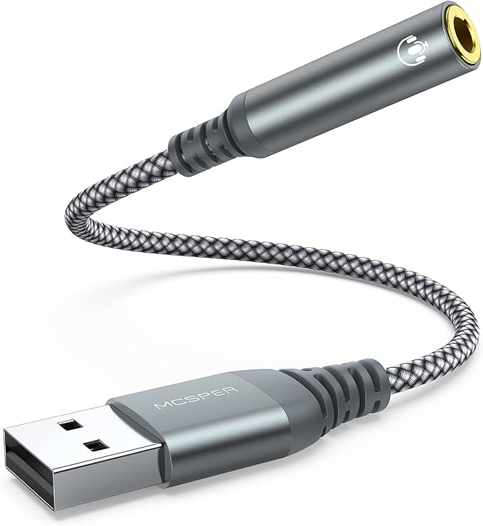 USB to 3.5mm Audio Jack Adapter, External Sound Card Converter Compatible by MCSPER