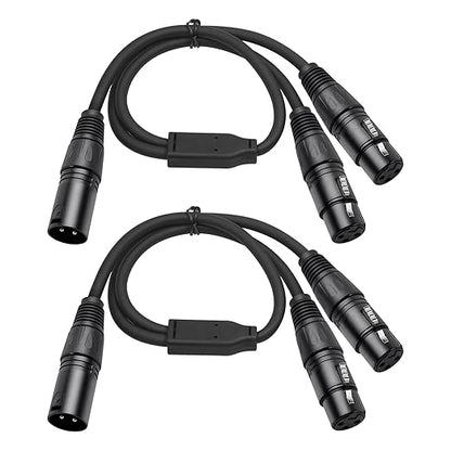2 Pack XLR Splitter Cable, 1 Maleto 2 Female, 1.5FT Stereo Mic to L&R Audio by SZLliyxs